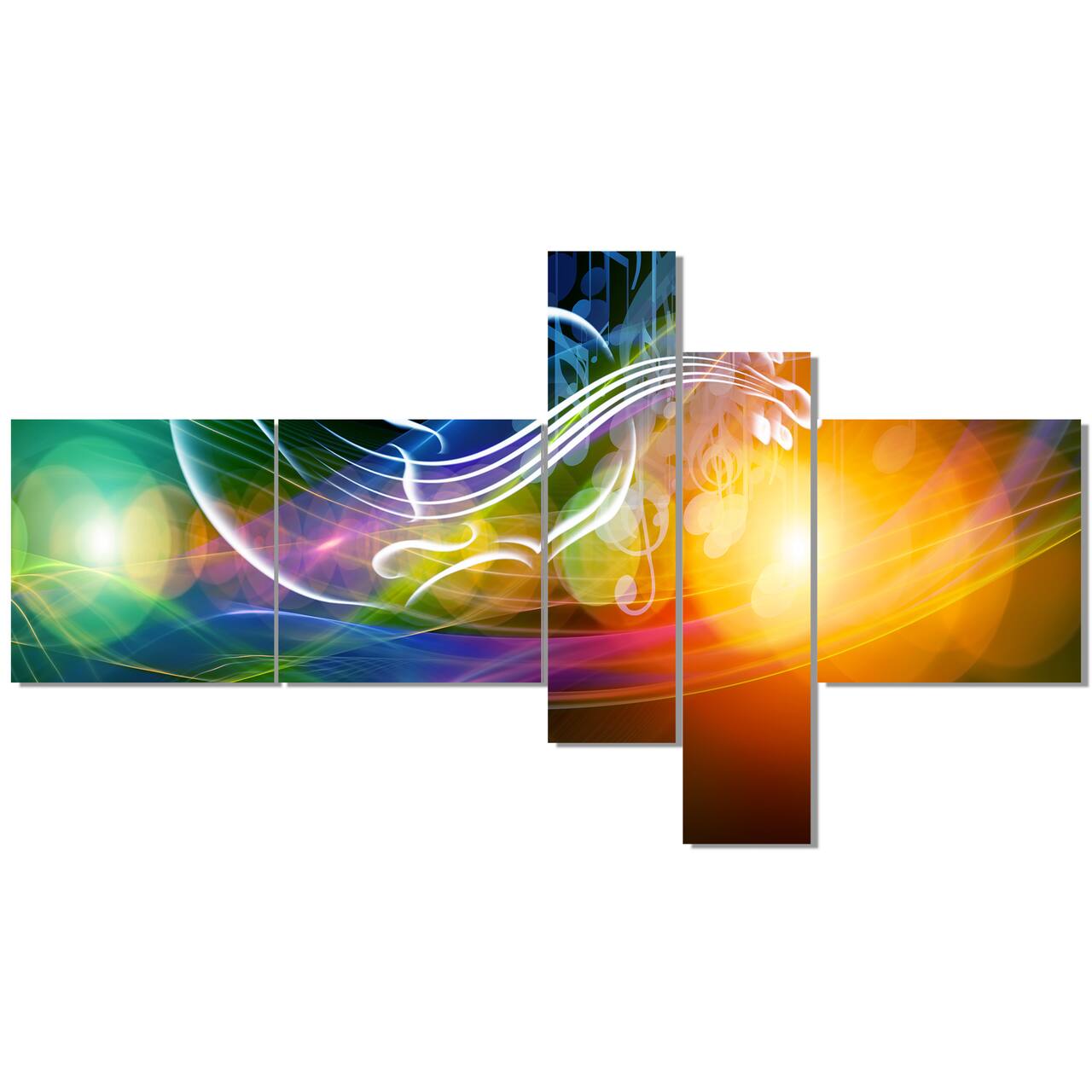 Designart - Waves of Music Fractal Design - Abstract Canvas Wall Art Print